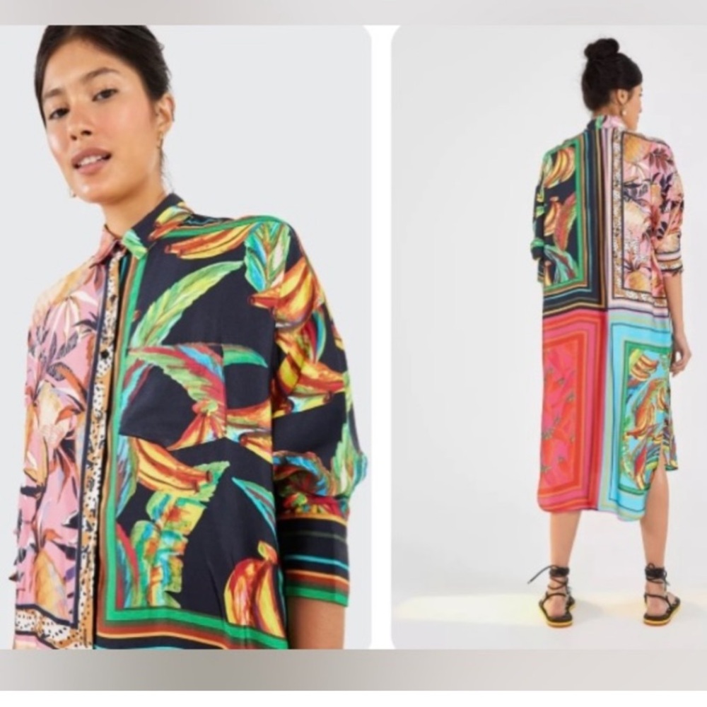 Farm Rio Scarf mix shirt dress NWT
